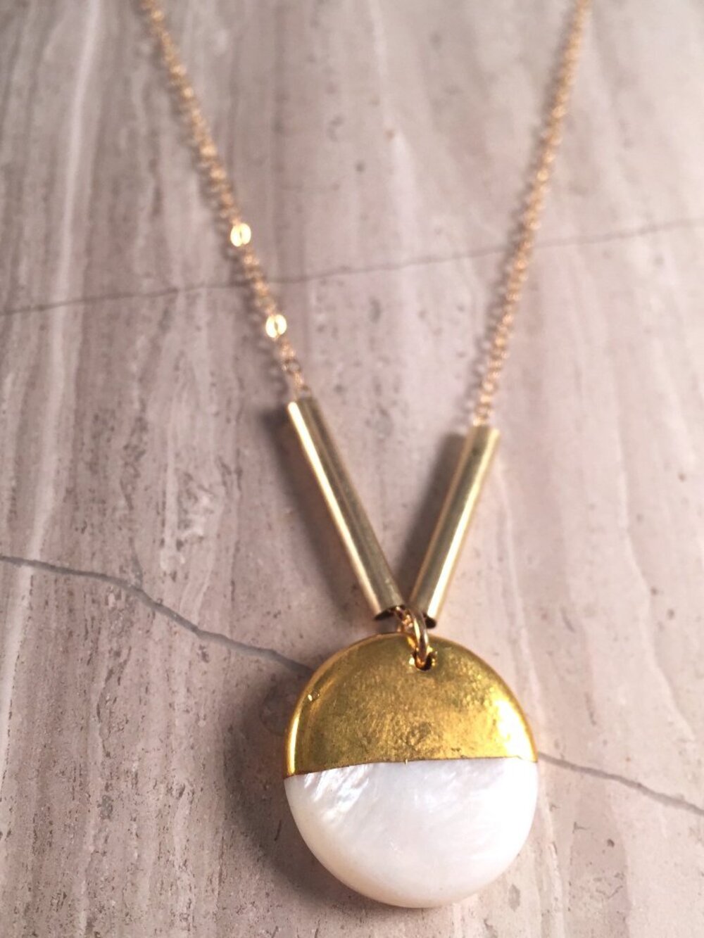 Gold Dip Mother of Pearl Necklace